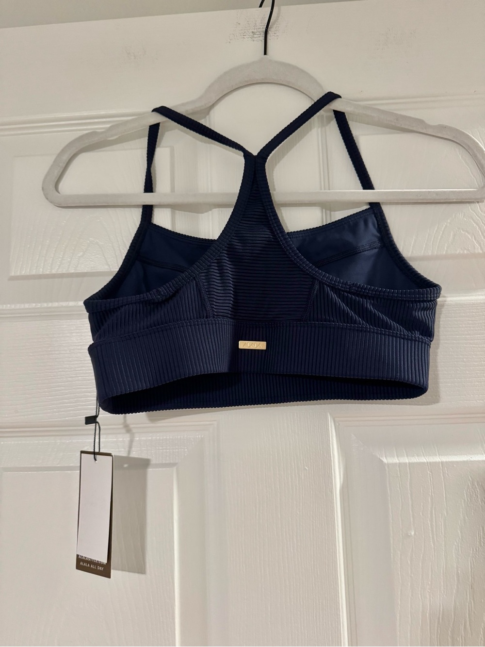 NWT Alala Raya Rib Sports Bra Navy Ribbed Racerback Size XS - Picture 5 of 6
